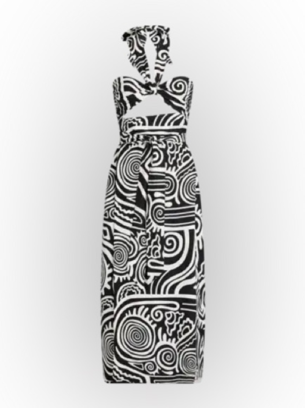 Mara Hoffman Paula Halter Cutout Two-Tone Midi Wrap Dress